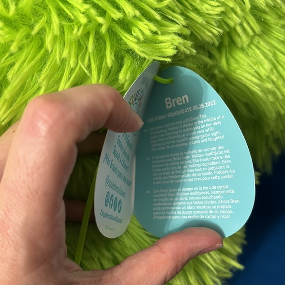 Original SquishMallows Bren Size 16 “ Inch Bigfoot Color Green White NWTS - Picture 6 of 11